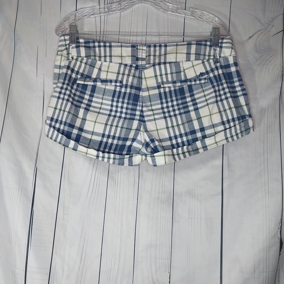Aeropostale Stretch Plaid Blue and White Women's Y2K  Shorts - Picture 5 of 5